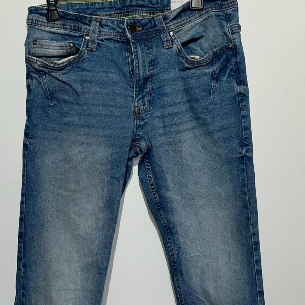 Six Lincoln Mens Blue Denim Stretch Slim Fit Skinny Jeans Medium Wash Size 30/32